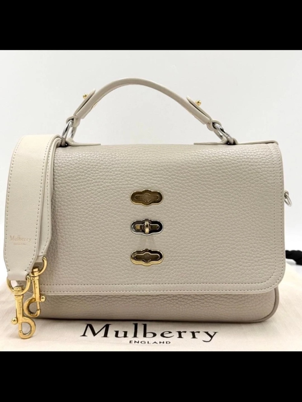 Mulberry Small Neutral Pebble Leather Satchel with Gold Hardware